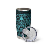 New Zealand Skull Darts Tumbler Cup Aotearoa Maori Chest Tattoo Stylized Teal - Polynesian Pride