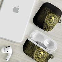 New Zealand Skull Darts AirPods Case Aotearoa Maori Chest Tattoo Stylized Gold - Polynesian Pride