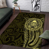 New Zealand Skull Darts Area Rug Aotearoa Maori Chest Tattoo Stylized Gold LT14 Gold - Polynesian Pride