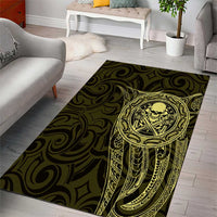 New Zealand Skull Darts Area Rug Aotearoa Maori Chest Tattoo Stylized Gold LT14 - Polynesian Pride