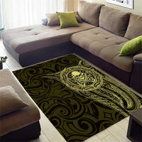 New Zealand Skull Darts Area Rug Aotearoa Maori Chest Tattoo Stylized Gold LT14 - Polynesian Pride