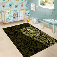 New Zealand Skull Darts Area Rug Aotearoa Maori Chest Tattoo Stylized Gold LT14 - Polynesian Pride
