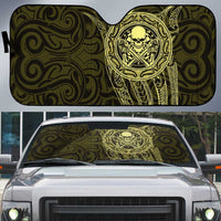 New Zealand Skull Darts Auto Sun Shade Aotearoa Maori Chest Tattoo Stylized Gold - Polynesian Pride