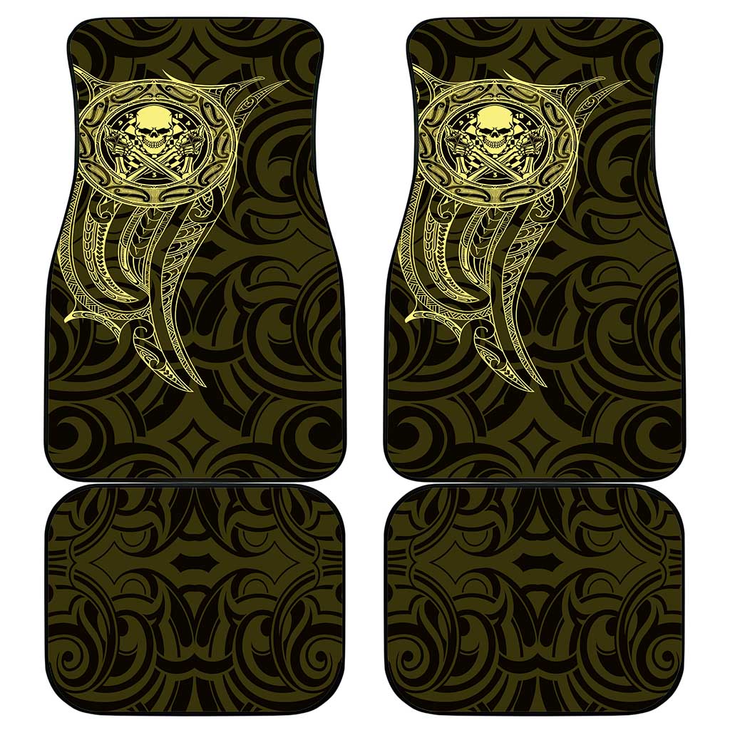 New Zealand Skull Darts Car Mats Aotearoa Maori Chest Tattoo Stylized Gold LT14 - Polynesian Pride