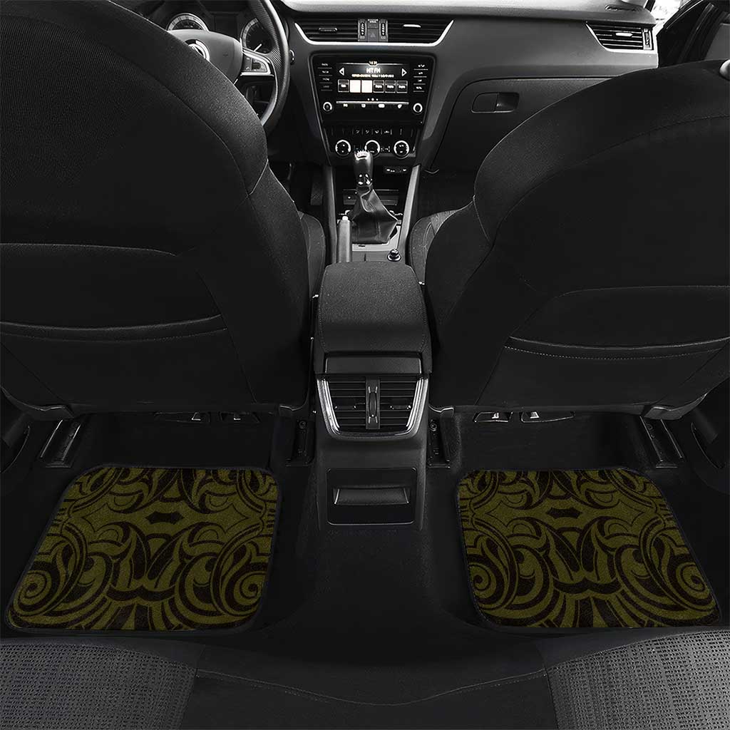 New Zealand Skull Darts Car Mats Aotearoa Maori Chest Tattoo Stylized Gold LT14 Set 2pcs - Back Gold - Polynesian Pride