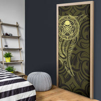 New Zealand Skull Darts Door Cover Aotearoa Maori Chest Tattoo Stylized Gold - Polynesian Pride