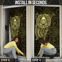 New Zealand Skull Darts Door Cover Aotearoa Maori Chest Tattoo Stylized Gold - Polynesian Pride