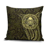 New Zealand Skull Darts Pillow Cover Aotearoa Maori Chest Tattoo Stylized Gold LT14 Gold - Polynesian Pride