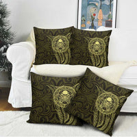 New Zealand Skull Darts Pillow Cover Aotearoa Maori Chest Tattoo Stylized Gold LT14 - Polynesian Pride