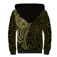 New Zealand Skull Darts Sherpa Hoodie Aotearoa Maori Chest Tattoo Stylized Gold LT14 - Polynesian Pride
