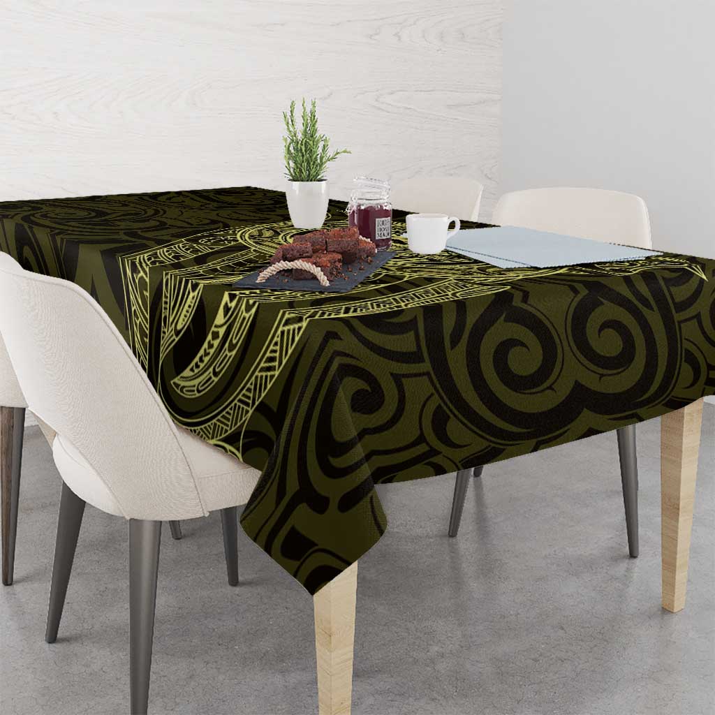 New Zealand Skull Darts Tablecloth Aotearoa Maori Chest Tattoo Stylized Gold - Polynesian Pride