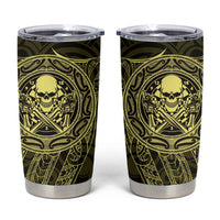 New Zealand Skull Darts Tumbler Cup Aotearoa Maori Chest Tattoo Stylized Gold - Polynesian Pride
