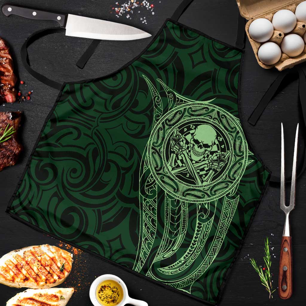 New Zealand Skull Darts Apron Aotearoa Maori Chest Tattoo Stylized Green - Polynesian Pride