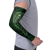 New Zealand Skull Darts Arm Sleeves Aotearoa Maori Chest Tattoo Stylized Green - Polynesian Pride