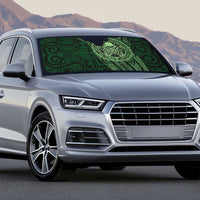 New Zealand Skull Darts Auto Sun Shade Aotearoa Maori Chest Tattoo Stylized Green - Polynesian Pride