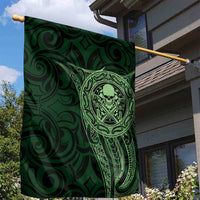 New Zealand Skull Darts Garden Flag Aotearoa Maori Chest Tattoo Stylized Green - Polynesian Pride