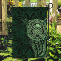 New Zealand Skull Darts Garden Flag Aotearoa Maori Chest Tattoo Stylized Green - Polynesian Pride