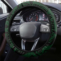 New Zealand Skull Darts Steering Wheel Cover Aotearoa Maori Chest Tattoo Stylized Green - Polynesian Pride