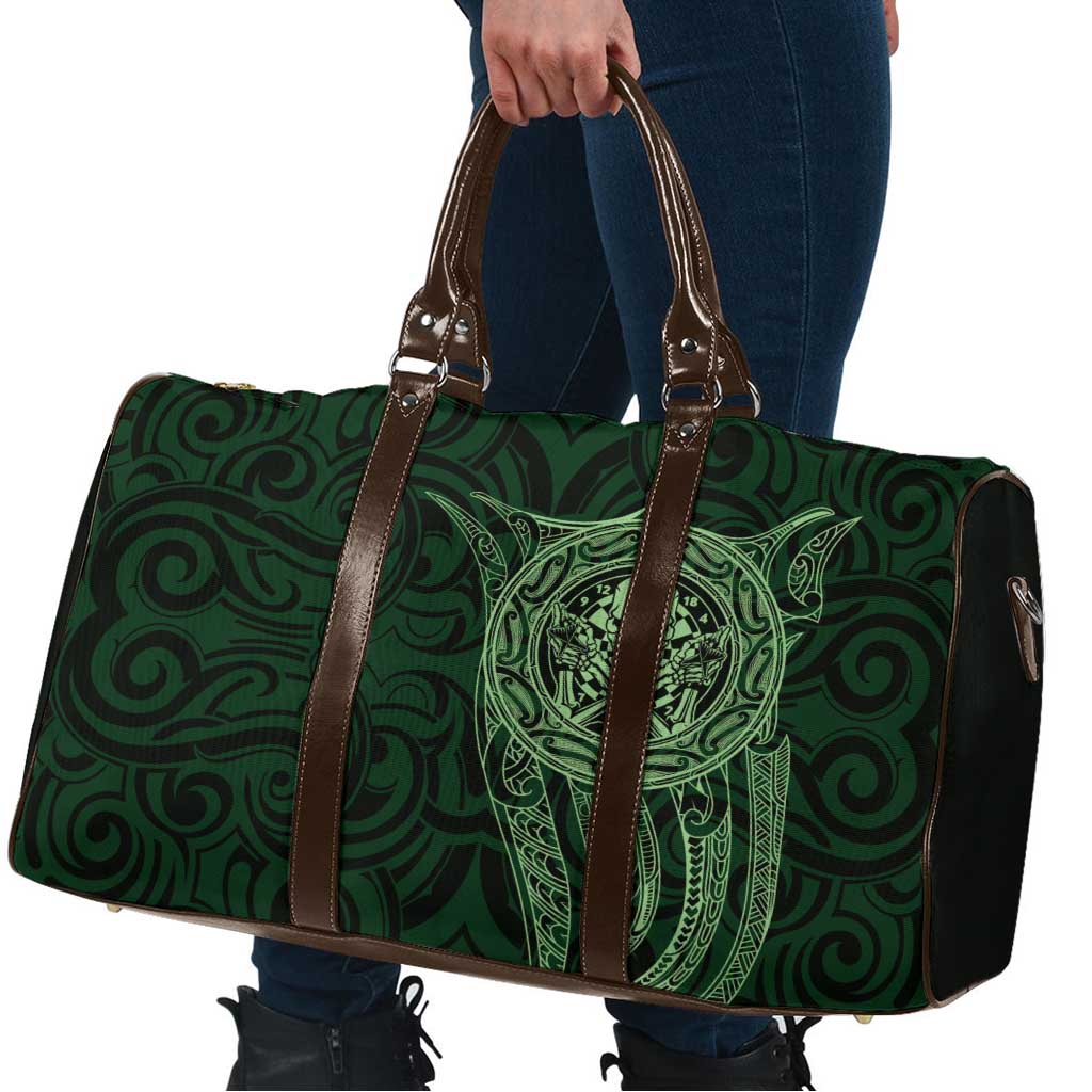New Zealand Skull Darts Travel Bag Aotearoa Maori Chest Tattoo Stylized Green - Polynesian Pride