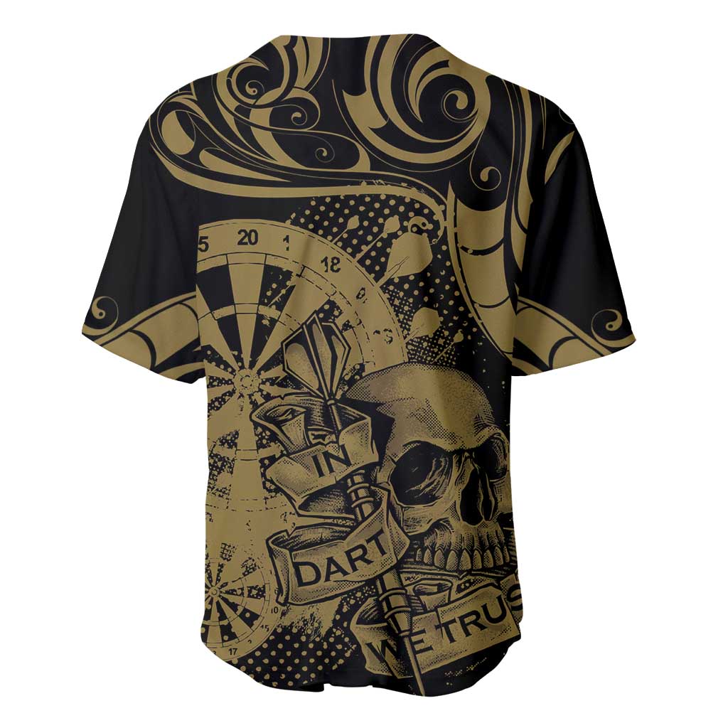New Zealand Darts Baseball Jersey Skull In Dart We Trust Maori Pattern - Polynesian Pride