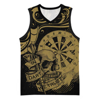 New Zealand Darts Basketball Jersey Skull In Dart We Trust Maori Pattern - Polynesian Pride
