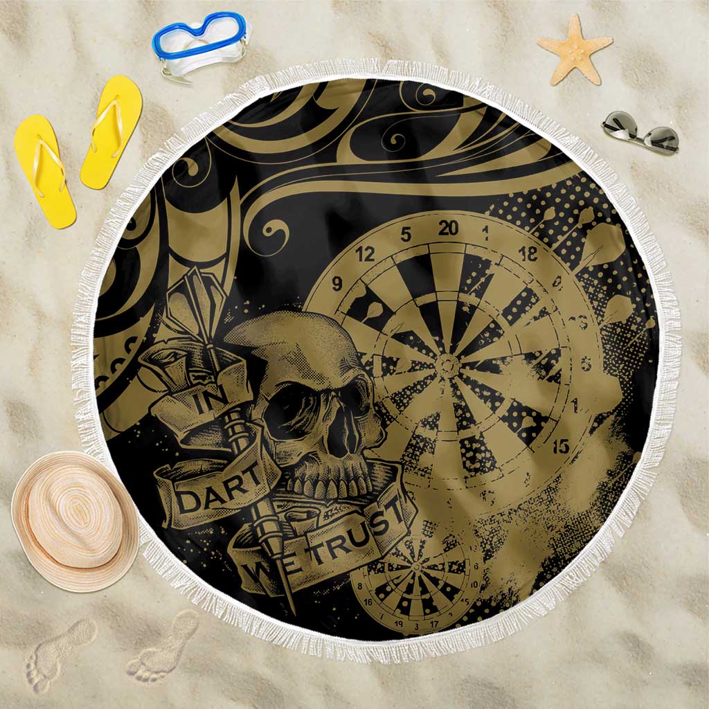 New Zealand Darts Beach Blanket Skull In Dart We Trust Maori Pattern - Polynesian Pride