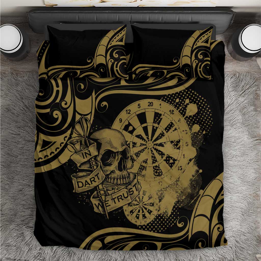 New Zealand Darts Bedding Set Skull In Dart We Trust Maori Pattern - Polynesian Pride