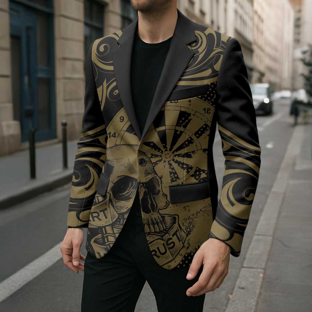 New Zealand Darts Blazer Skull In Dart We Trust Maori Pattern - Polynesian Pride