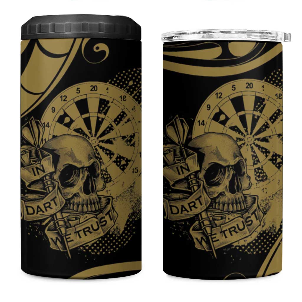New Zealand Darts 4 in 1 Can Cooler Tumbler Skull In Dart We Trust Maori Pattern - Polynesian Pride
