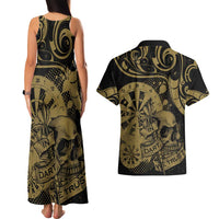 New Zealand Darts Couples Matching Tank Maxi Dress and Hawaiian Shirt Skull In Dart We Trust Maori Pattern - Polynesian Pride