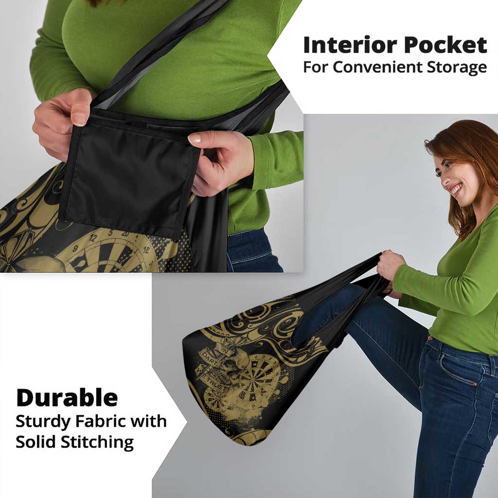 New Zealand Darts Grocery Bag Skull In Dart We Trust Maori Pattern - Polynesian Pride