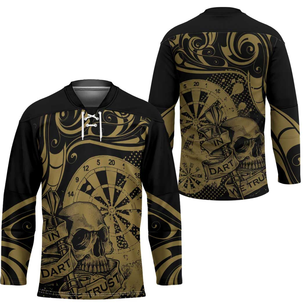 New Zealand Darts Hockey Jersey Skull In Dart We Trust Maori Pattern - Polynesian Pride