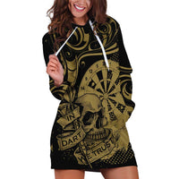 New Zealand Darts Hoodie Dress Skull In Dart We Trust Maori Pattern - Polynesian Pride