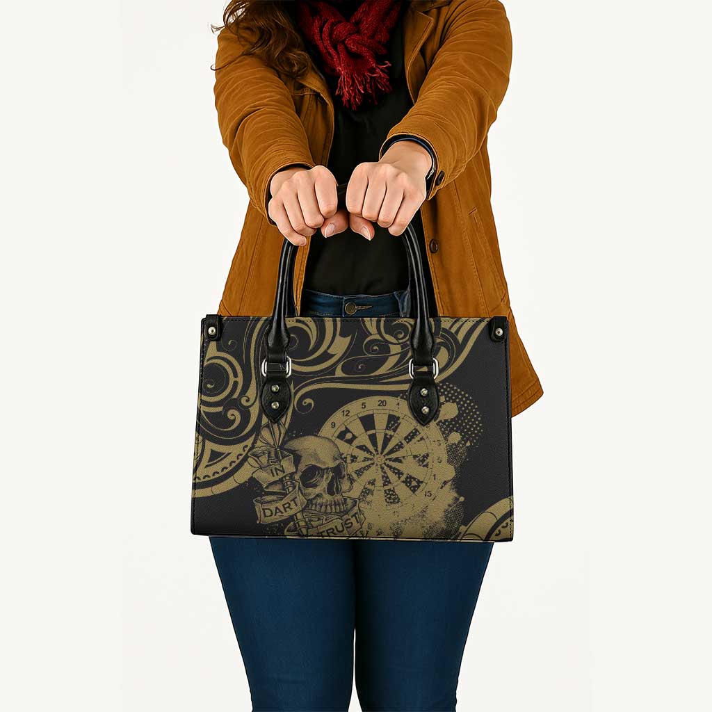 New Zealand Darts Leather Bag Skull In Dart We Trust Maori Pattern - Polynesian Pride