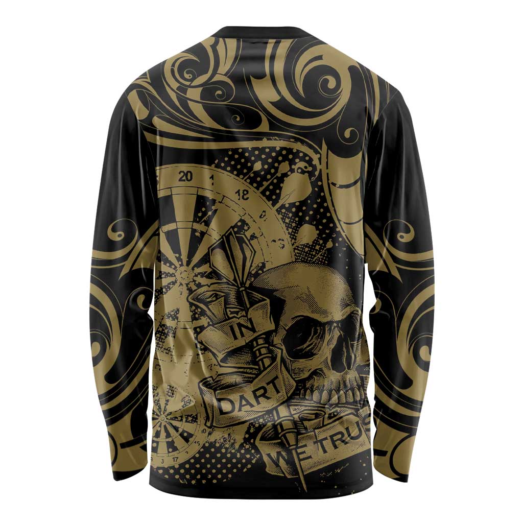 New Zealand Darts Long Sleeve Shirt Skull In Dart We Trust Maori Pattern - Polynesian Pride