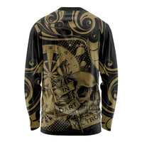 New Zealand Darts Long Sleeve Shirt Skull In Dart We Trust Maori Pattern - Polynesian Pride