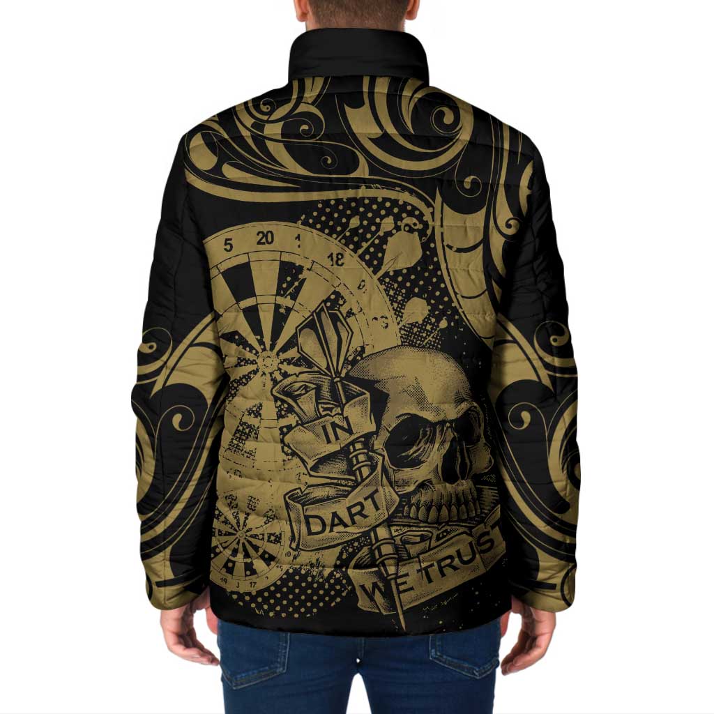 New Zealand Darts Padded Jacket Skull In Dart We Trust Maori Pattern - Polynesian Pride