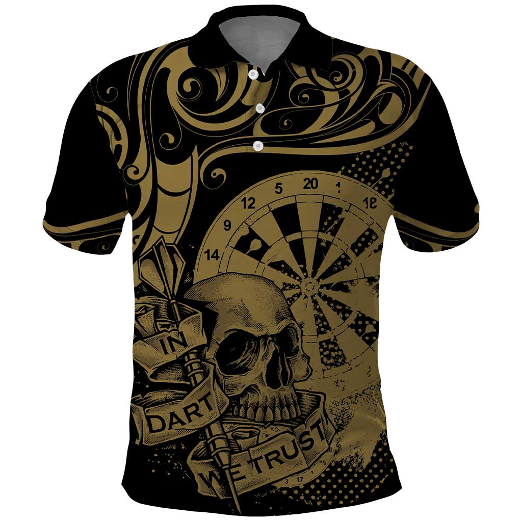 New Zealand Darts Polo Shirt Skull In Dart We Trust Maori Pattern - Polynesian Pride