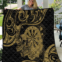 New Zealand Darts Quilt Skull In Dart We Trust Maori Pattern - Polynesian Pride