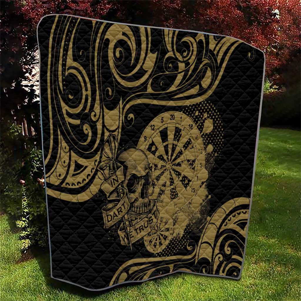 New Zealand Darts Quilt Skull In Dart We Trust Maori Pattern - Polynesian Pride