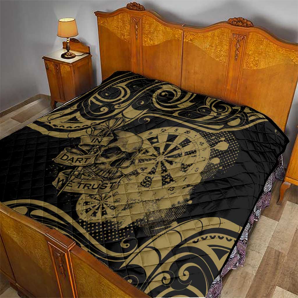 New Zealand Darts Quilt Skull In Dart We Trust Maori Pattern - Polynesian Pride