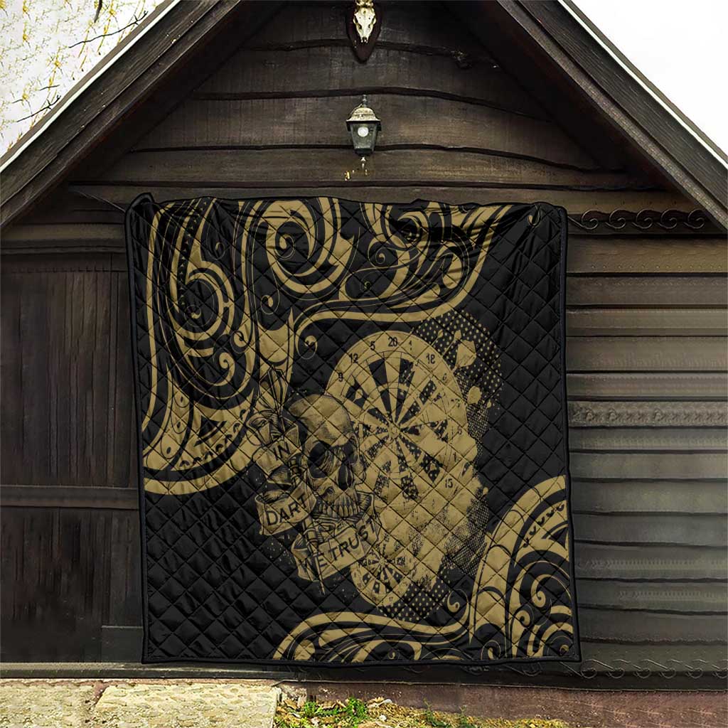 New Zealand Darts Quilt Skull In Dart We Trust Maori Pattern - Polynesian Pride