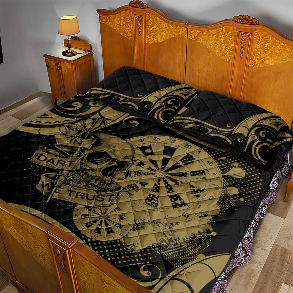New Zealand Darts Quilt Bed Set Skull In Dart We Trust Maori Pattern - Polynesian Pride