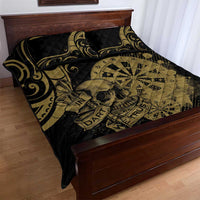 New Zealand Darts Quilt Bed Set Skull In Dart We Trust Maori Pattern - Polynesian Pride