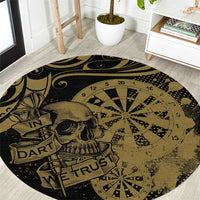 New Zealand Darts Round Carpet Skull In Dart We Trust Maori Pattern LT14 Gold - Polynesian Pride