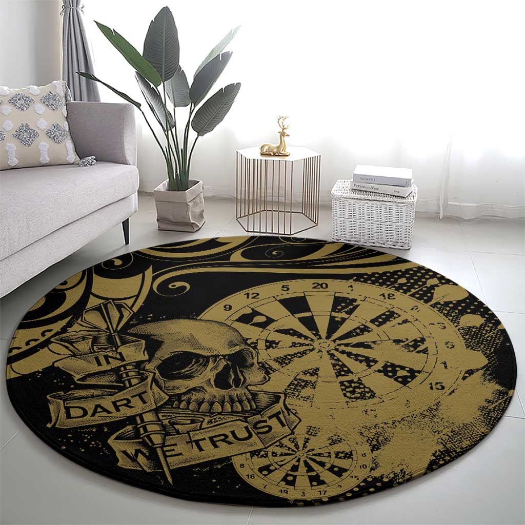 New Zealand Darts Round Carpet Skull In Dart We Trust Maori Pattern LT14 - Polynesian Pride