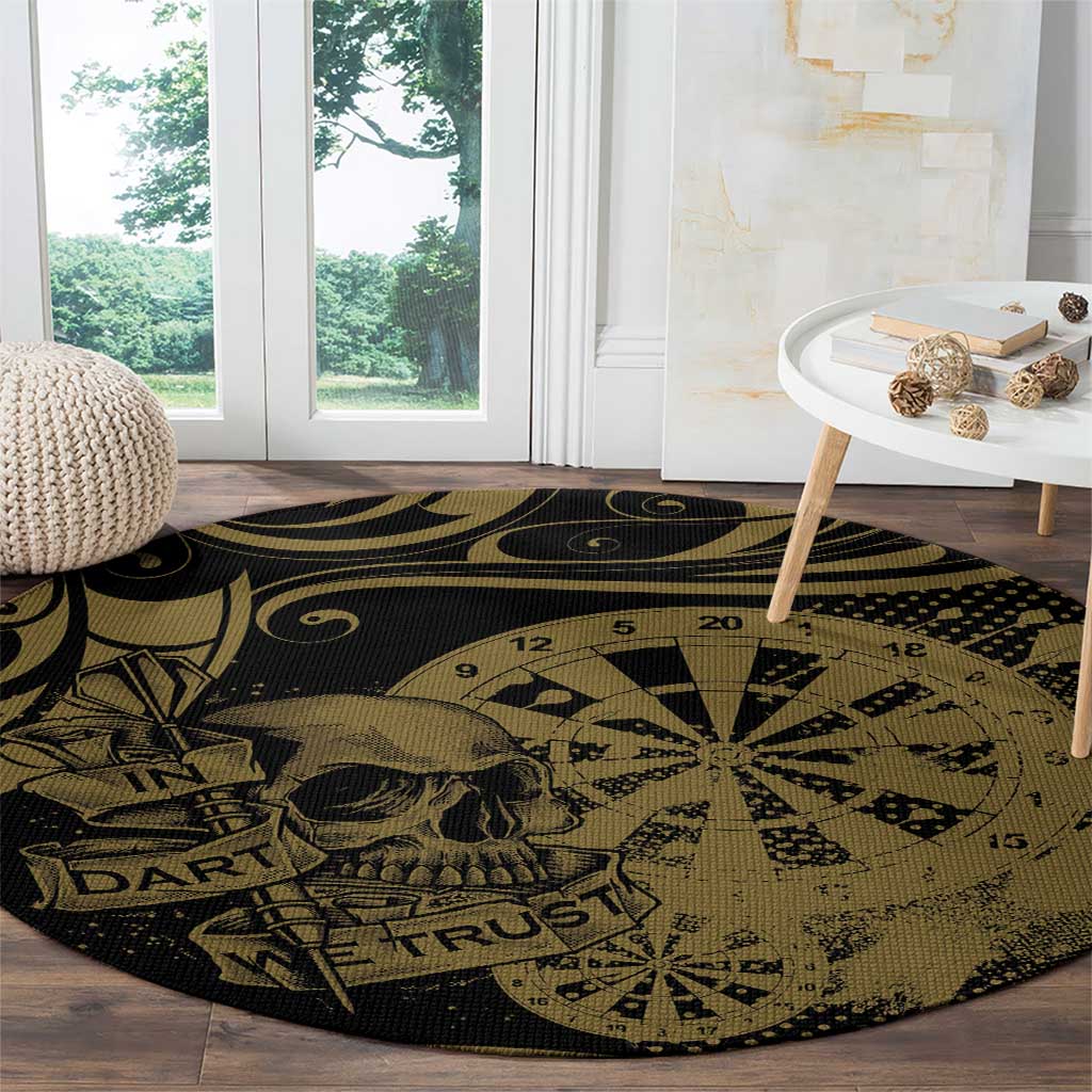 New Zealand Darts Round Carpet Skull In Dart We Trust Maori Pattern LT14 - Polynesian Pride