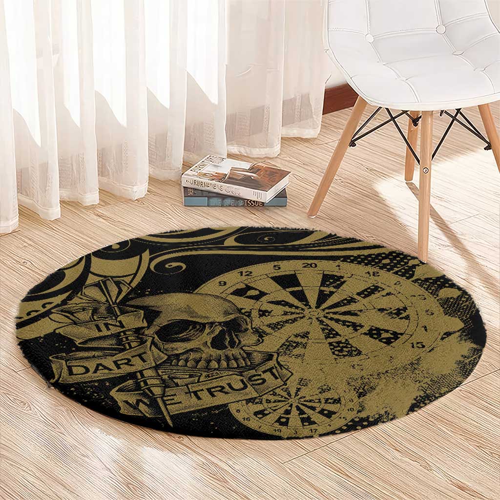 New Zealand Darts Round Carpet Skull In Dart We Trust Maori Pattern LT14 - Polynesian Pride