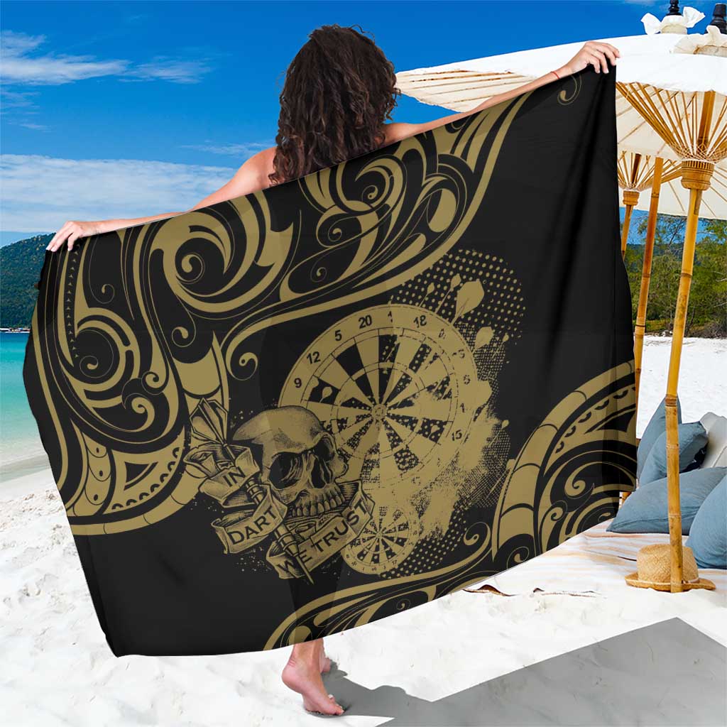 New Zealand Darts Sarong Skull In Dart We Trust Maori Pattern LT14 One Size 44 x 66 inches Gold - Polynesian Pride
