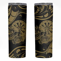 New Zealand Darts Skinny Tumbler Skull In Dart We Trust Maori Pattern - Polynesian Pride